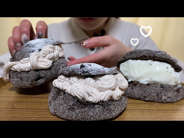 【ASMR 咀嚼音】チョコホイップメロンパン　食べまくる！食べる音　No talking eating sounds 휘핑 멜론 빵　먹는 소리o mukbang