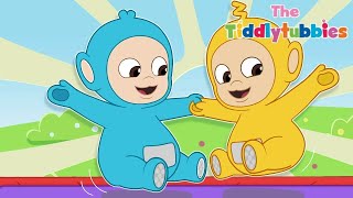 Tiddlytubbies Stuiteren Op De Trampoline Gehele Sectie Teletubbies Cartoon Voor Kinderen