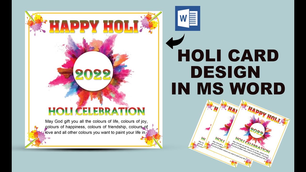 Holi Card Design using by Microsoft Office word || Holi card Design learn in Ms word