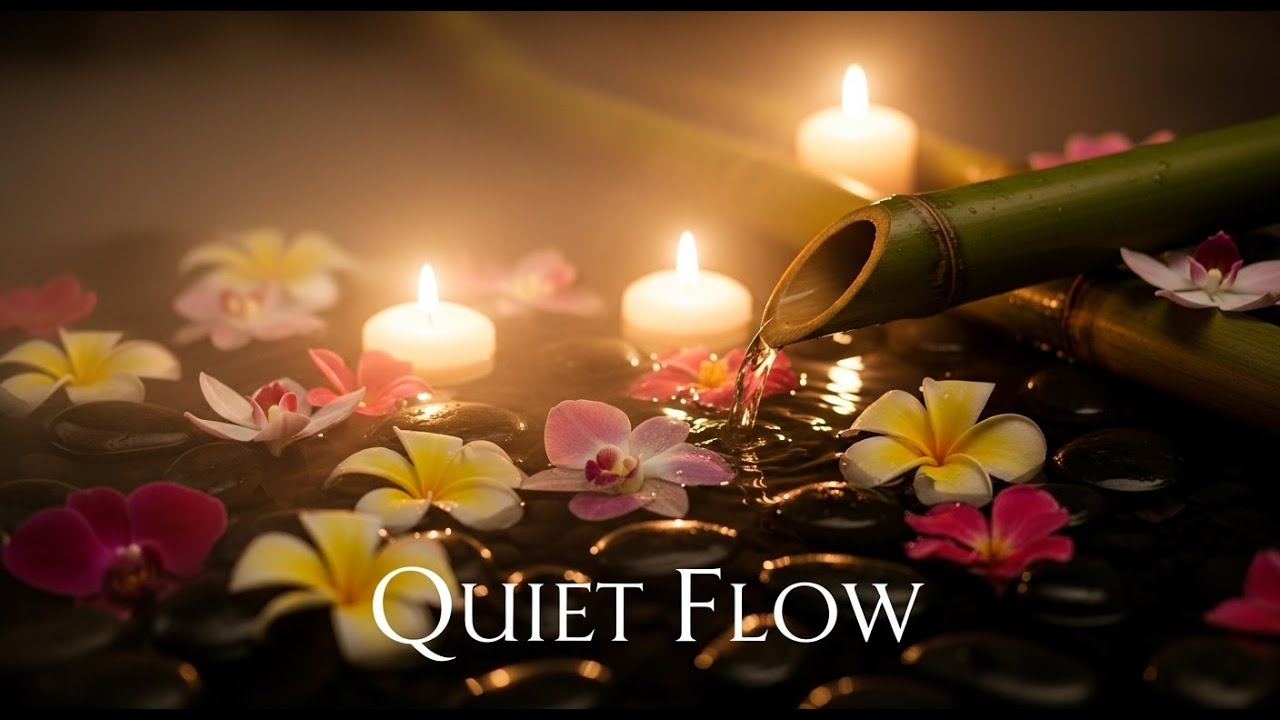 Soothing Zen Candle Harmony Bamboo Fountain and Water Glow for Deep Meditation Sleep Tranquility