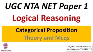 Categorical Proposition | Theory and mcqs | Logical Reasoning | UGC NET 2022 Paper 1