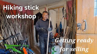 Hiking stick Copper tips,Woodburning designs, and boild linseed oil finish. Final selling clean up.