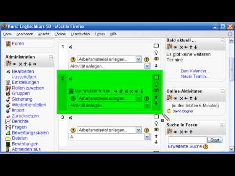 Moodle 1,9 Videotutorial: Kurse di Moodle gestalten