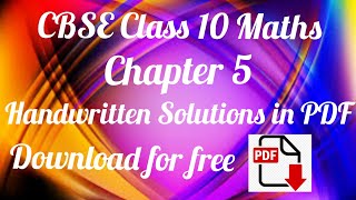 CBSE Class 10 Maths Chapter 5 Arithmetic Progressio  Handwritten Solutions in PDF Download for free.