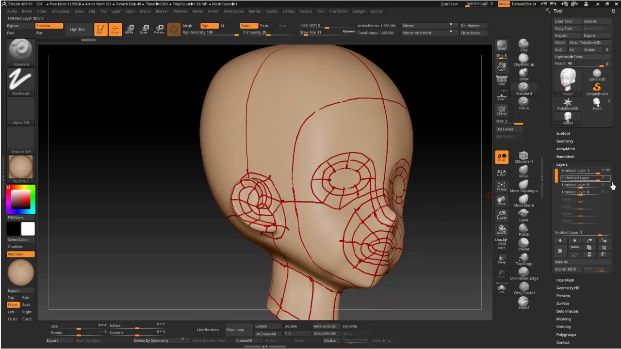 combining tools zbrush with topology