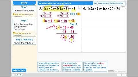Lesson 3.9 - Solve Equations - Simplify (Skill Development Part 2 of 2)