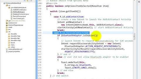 lesson17 08 AddressBook java  Updated Activity method onOptions