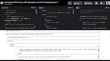 Interactive HTML Parser with Indentation and Self-Closing Detection