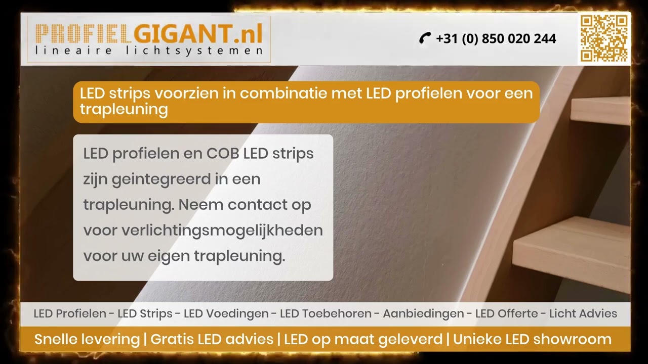 LED Strips voorzien in Combinatie met LED profielen voor een Trapleuning | Profielgigant