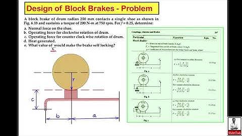 Design of Block Brakes - Problem 1 | Design of Machine Elements II | DME II | DME2 | S8 ME | KTU