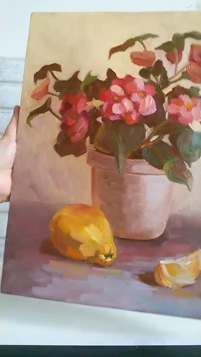 Oil Painting Pink Begonia/Картина маслом Розовая бегония #Shorts - YouTube