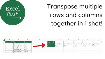 How to transpose multiple rows and columns in Excel in one shot