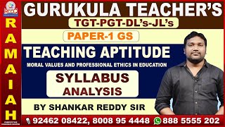 TEACHING APTITUDE, MORAL VALUES AND PROFESSIONAL ETHICS IN EDUCATION SYLLABUS BY SHANKAR REDDY SIR