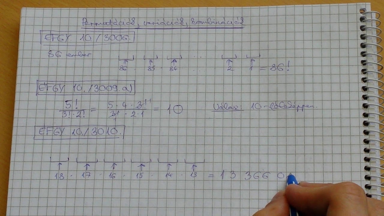 Permutációk, variációk, kombinációk (11. osztály) - MATÖRTÉNELEMATIKA