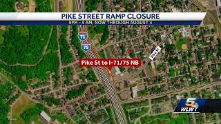 Ramp from Pike Street to I-71/75 northbound closed overnight for sewer repair