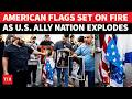 'VICTORY FOR RESISTANCE AXIS': American &amp; Israeli Flags On Fire In U.S Ally Nation During Iran Rally