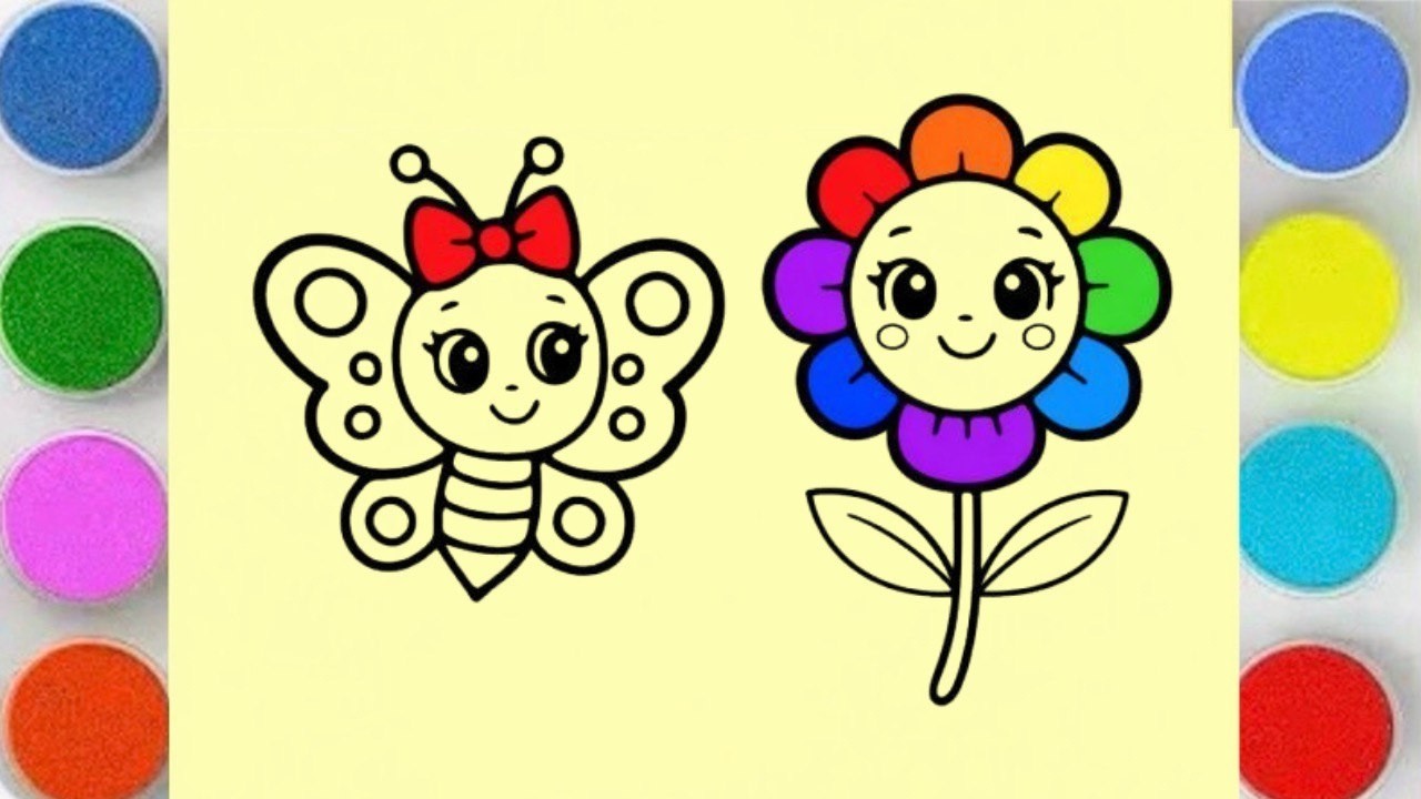 Sand Painting Cute 🦋 Butterfly & Flower 🌸 | Relaxing Sand Art for Kids