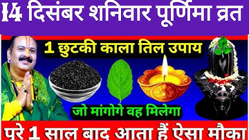 14 दिसंबर शनिवार पूर्णिमा व्रत के दिन 1 छुटकी काला तिल वाला उपाय जरूर करें || Pradeep Ji Mishra