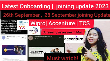 Wipro| Accenture| TCS Onboarding joining update| 26th, 28th sept 2023 Joining | Onboarding joining