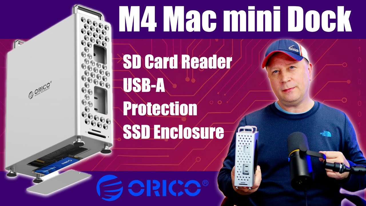 M4 Mac mini Dock With SD Card Reader, SSD Enclosure, USB-A, Stand 