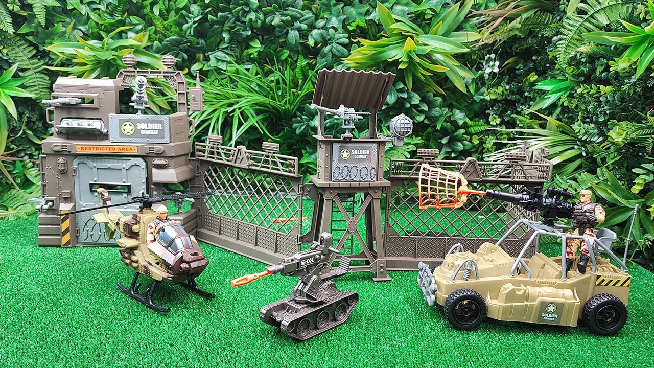 MILITARY BASE ! SOLDIER TOY SET - Tanks Soldiers Helicopter Army Trucks