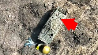 Fuel Tank Explode As HEDP Grenade Strike BMP-1 With Cope Cage
