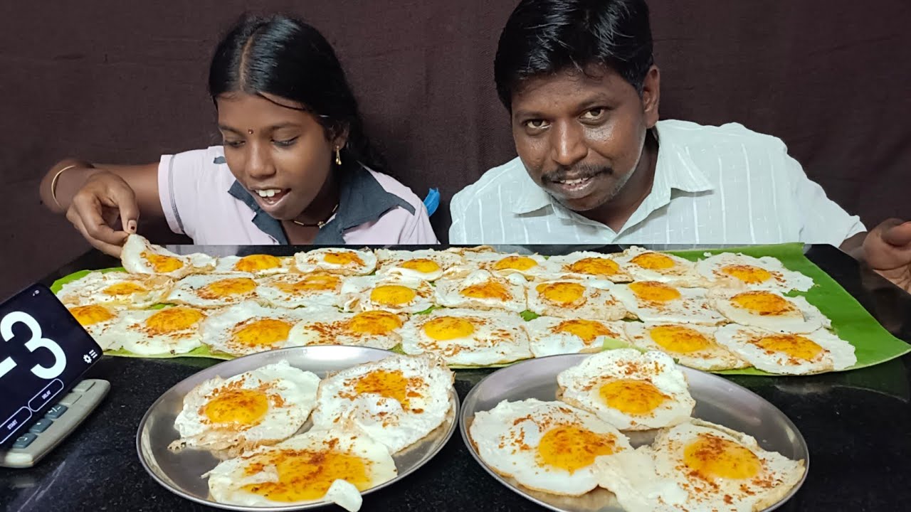 Mukbang unlimited egg half boil timer eating challenge Daddy vs Daughter