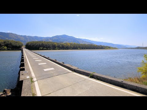洋画 徳島県吉野川の風景 険道/増水で沈没!?美しき沈下橋の風景】徳島県道199号 脇三谷線