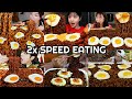 Sunny Side Up Black Bean Noodles Jajangmyeon Mukbang ASMR 2x Speed Eating Show
