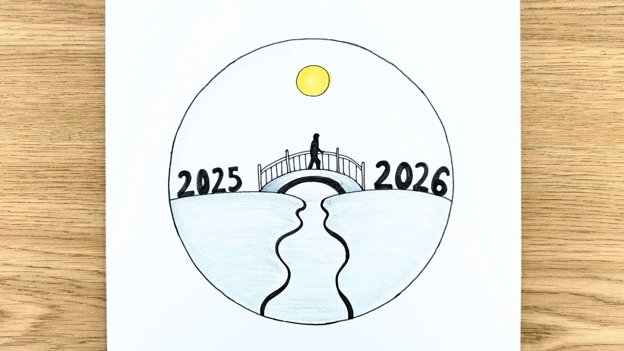 2025 to 2026 Transition Drawing | New Year 2026 Drawing | Goodbye 2025 | Happy new Year Drawing 2026