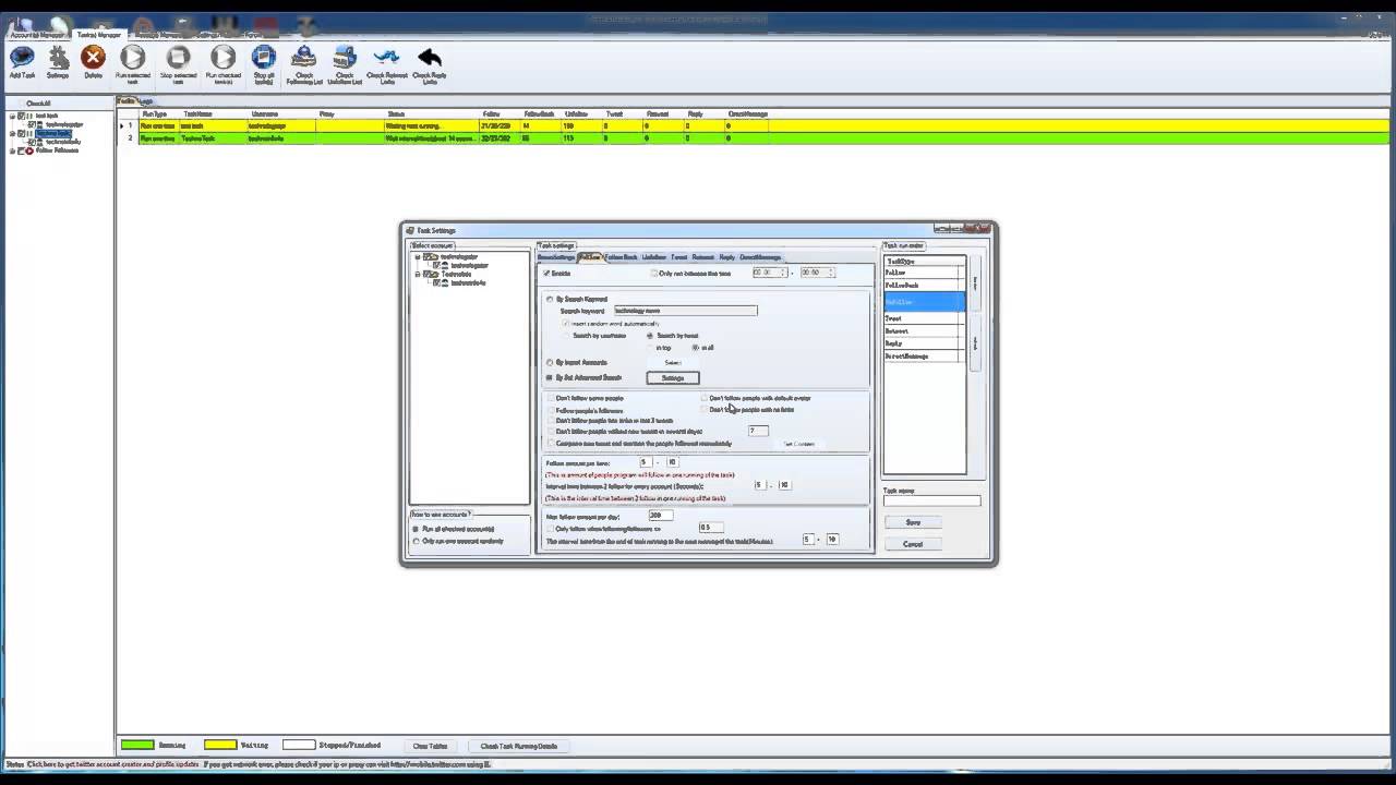 Tweet Attacks Pro 2 Tasks How to create a new task