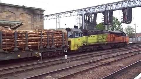 The Class 70 ‘GE PowerHaul’ Colas Rail Freight No.70807 with Load of Logs was passing at Carlisle.