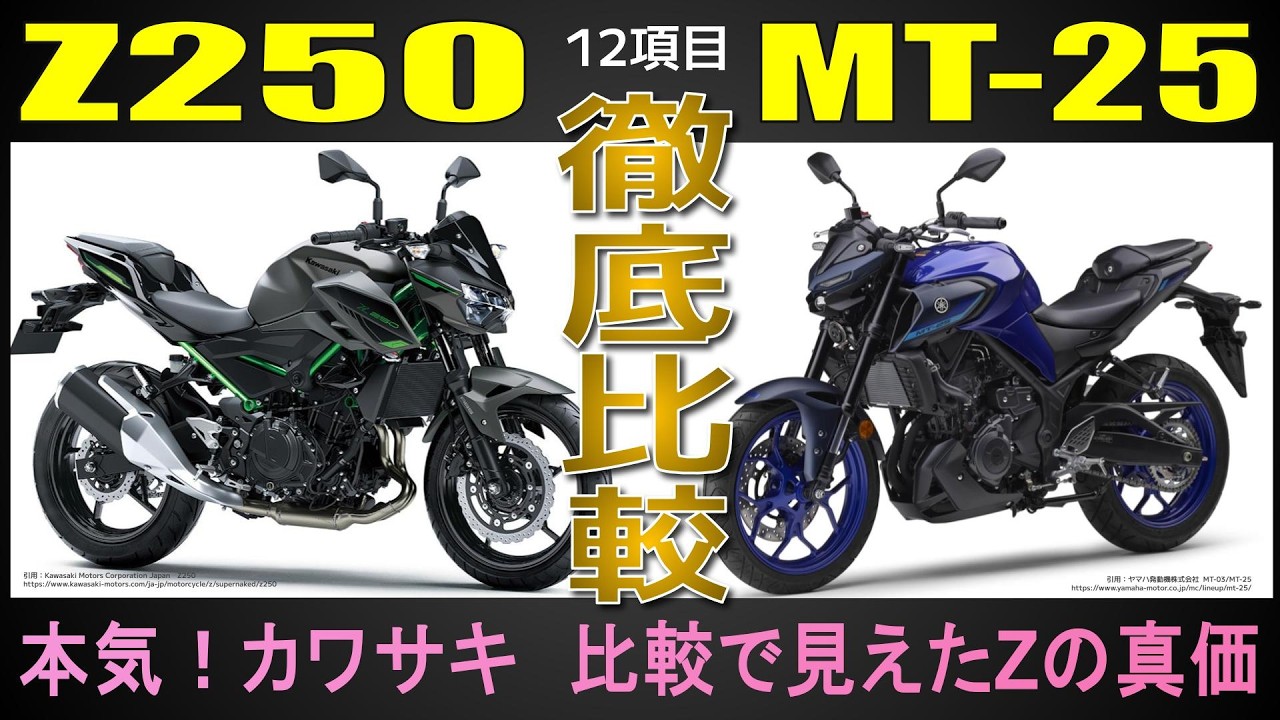 【Z250×MT-25】最新ネイキッドバイクを試乗インプレ以上に徹底比較