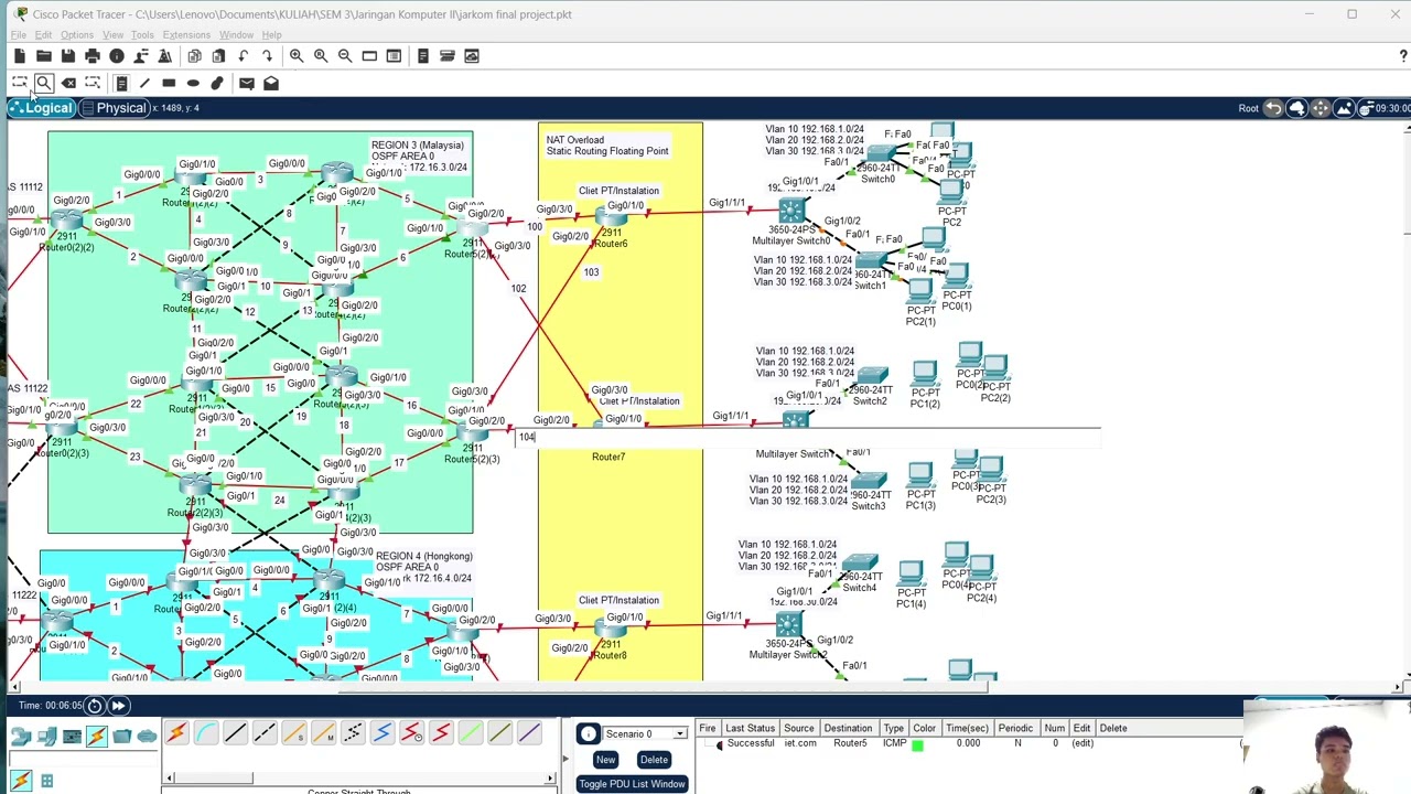 Part 6 Final Project Topology  (konfigurasi NAT Overload)