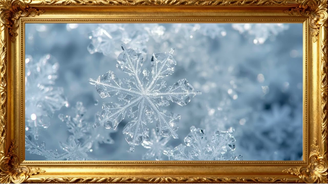 Winter Crystals – 4K Snowflake Wallpaper for Home Background | 4K Frame TV Art