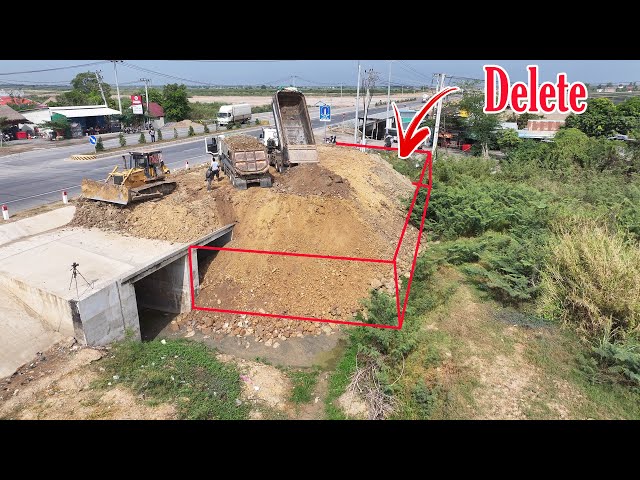 New Project Use Komatsu D-58-E & dump truck 25ton Fill the soil​ Remove half drainage system. class=