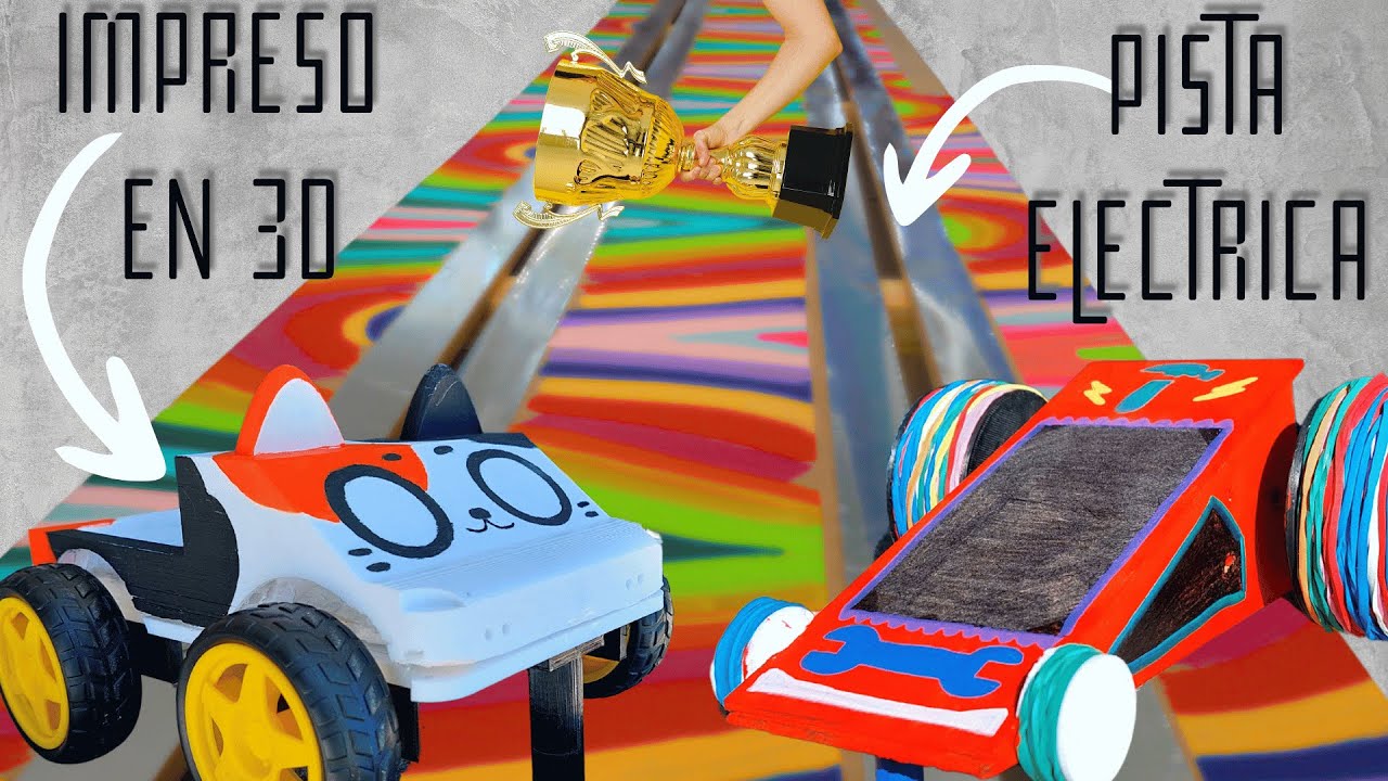 Carreras de carritos 3D en una pista eléctrica DIY🚦