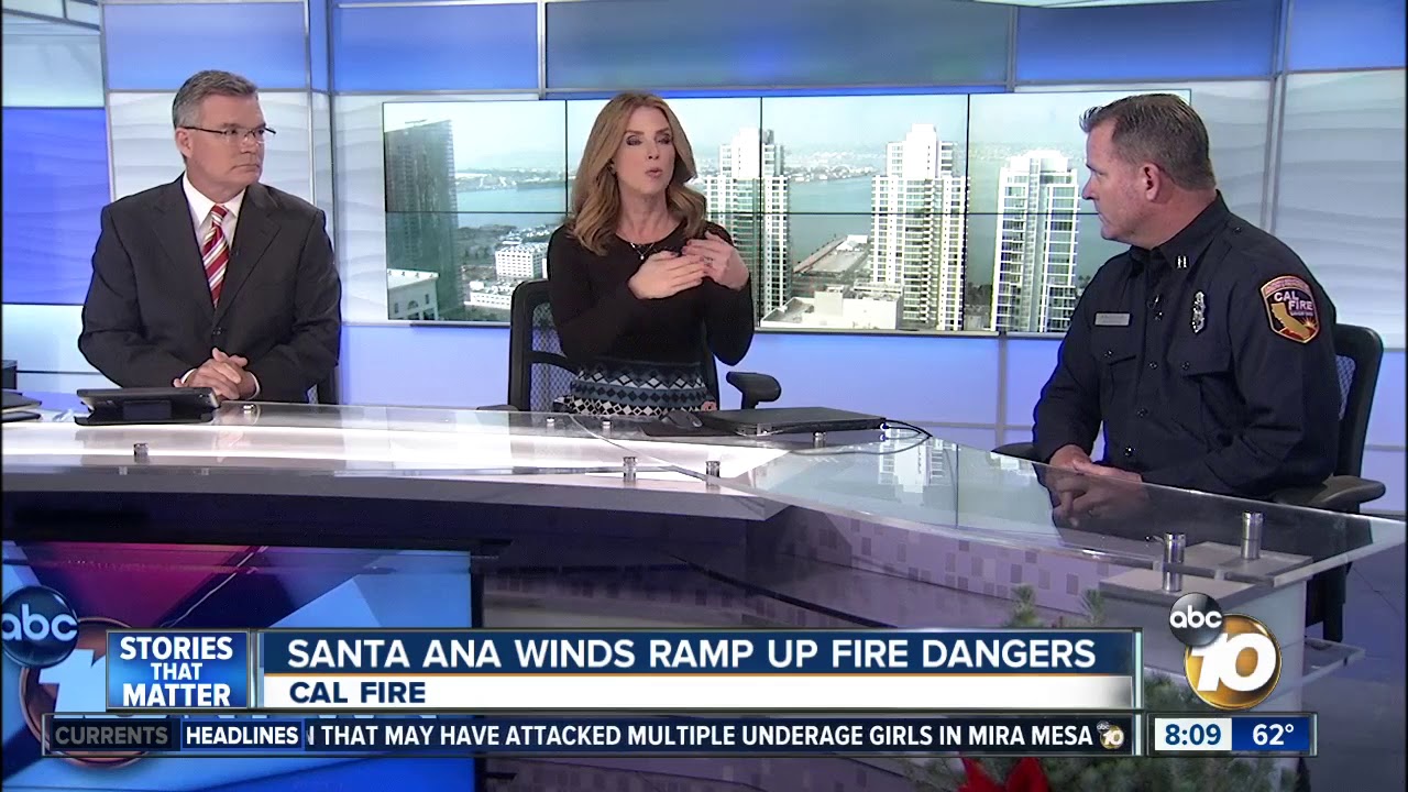 Santa Ana winds ramp up fire danger - YouTube