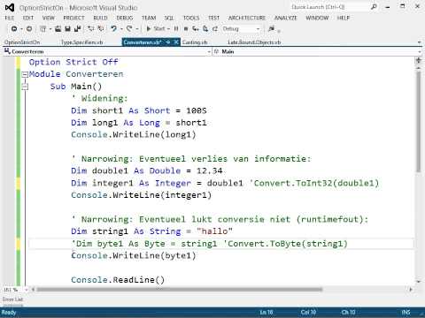 Visual Basic: Compiler Opties: Option Strict: Converteren