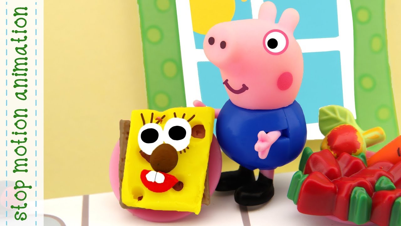 Pig and Mr Sandwich. Peppa Pig toys animation. new english