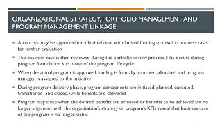 Organizational strategy, portfolio management, and program management linkage