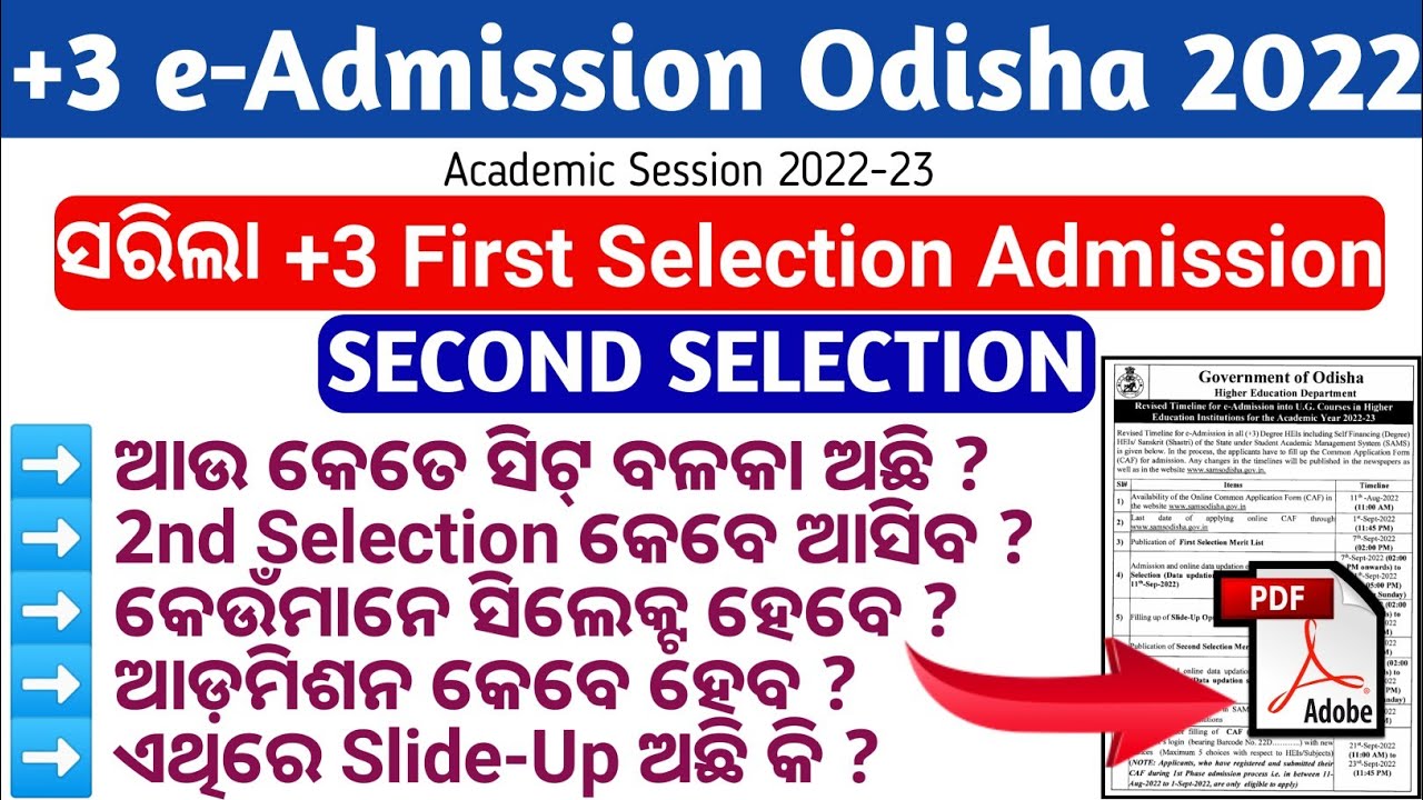 +3 Second Selection Admission Special Update 2022, +3 2nd merit list ...