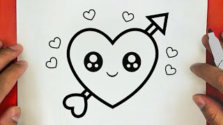 كيف ترسم قلب وسهم كيوت خطوة بخطوة / رسم سهل / تعليم الرسم للمبتدئين || Cute heart and arrow drawing