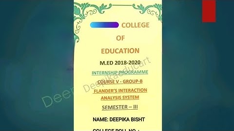 M.ed 3rd Semester Practical Sample File| Flander