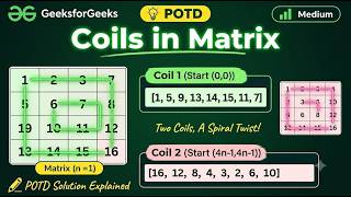Coils in Matrix | GFG POTD | GeeksforGeeks Problem of the Day | C++ Solution