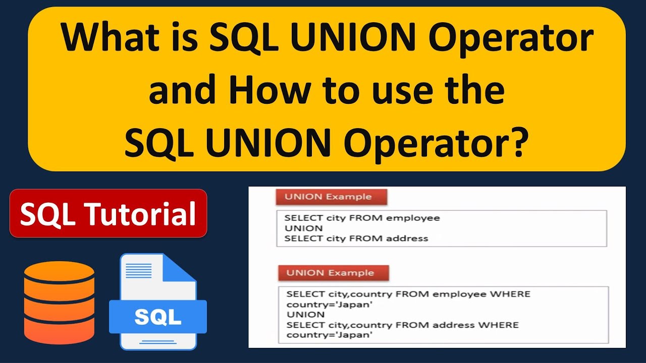What is SQL UNION Operator and how to use the SQL UNION Operator? | SQL  Tutorial For Beginners - YouTube