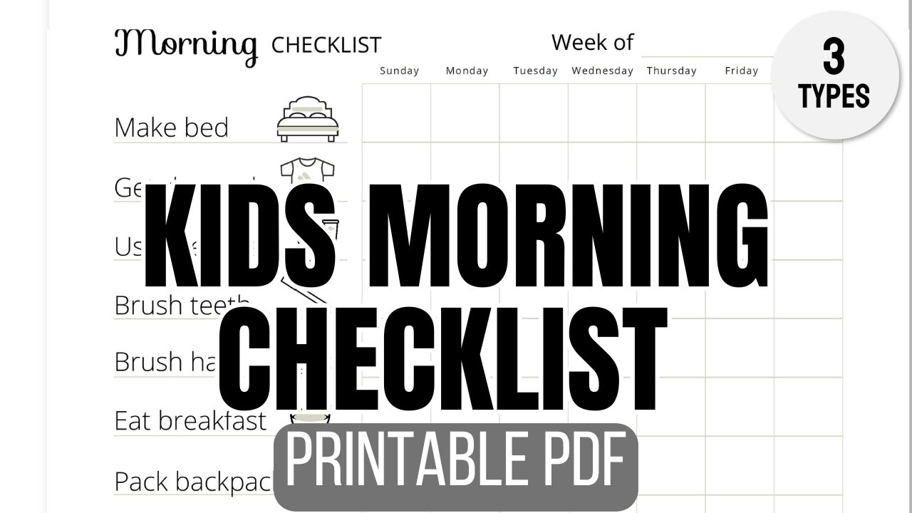 Kids Morning Checklist Printable (PDF) - YouTube