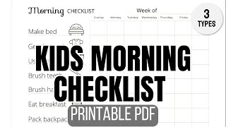 Kids Morning Checklist Printable (PDF)