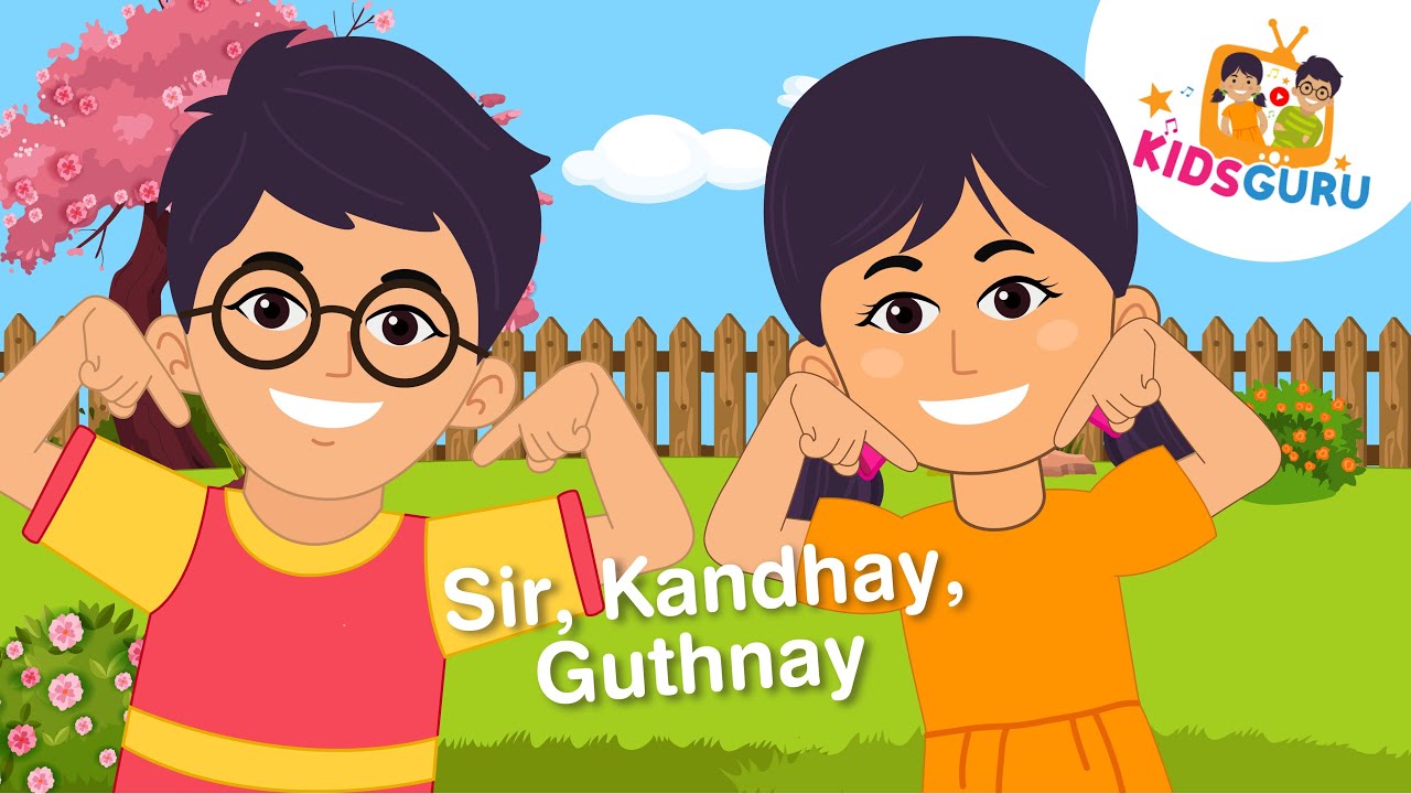 Sir, Kandhay, Guthnay Head Shoulders Knees & Toes Urdu and Hindi Nursery Rhymes Kids Guru