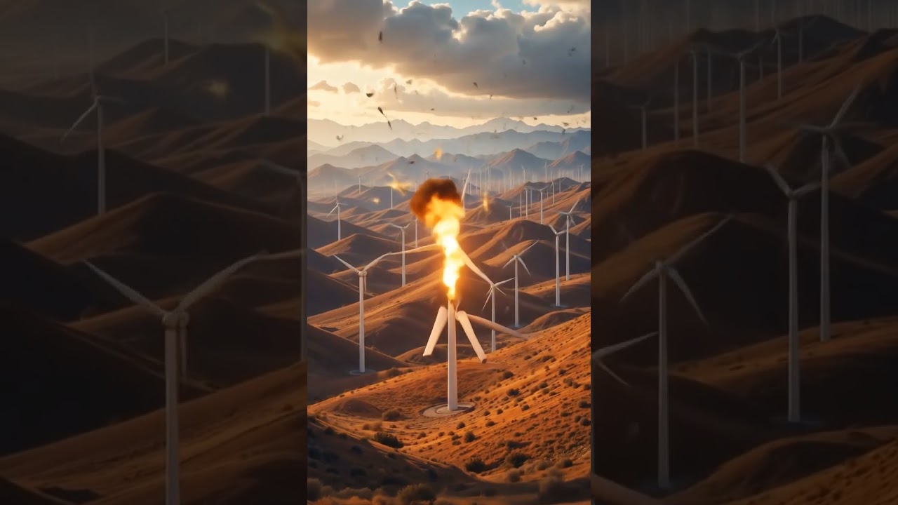"Wind Turbine Explosion Simulation | Renewable Energy Disaster Scenario"